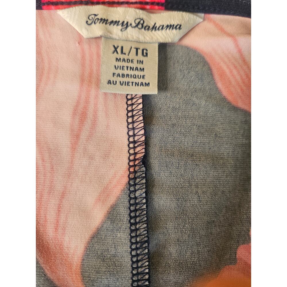 Tommy Bahama Navy Pink Floral Sheath Dress. Sz XL Knee Length Stretch - Picture 6 of 7